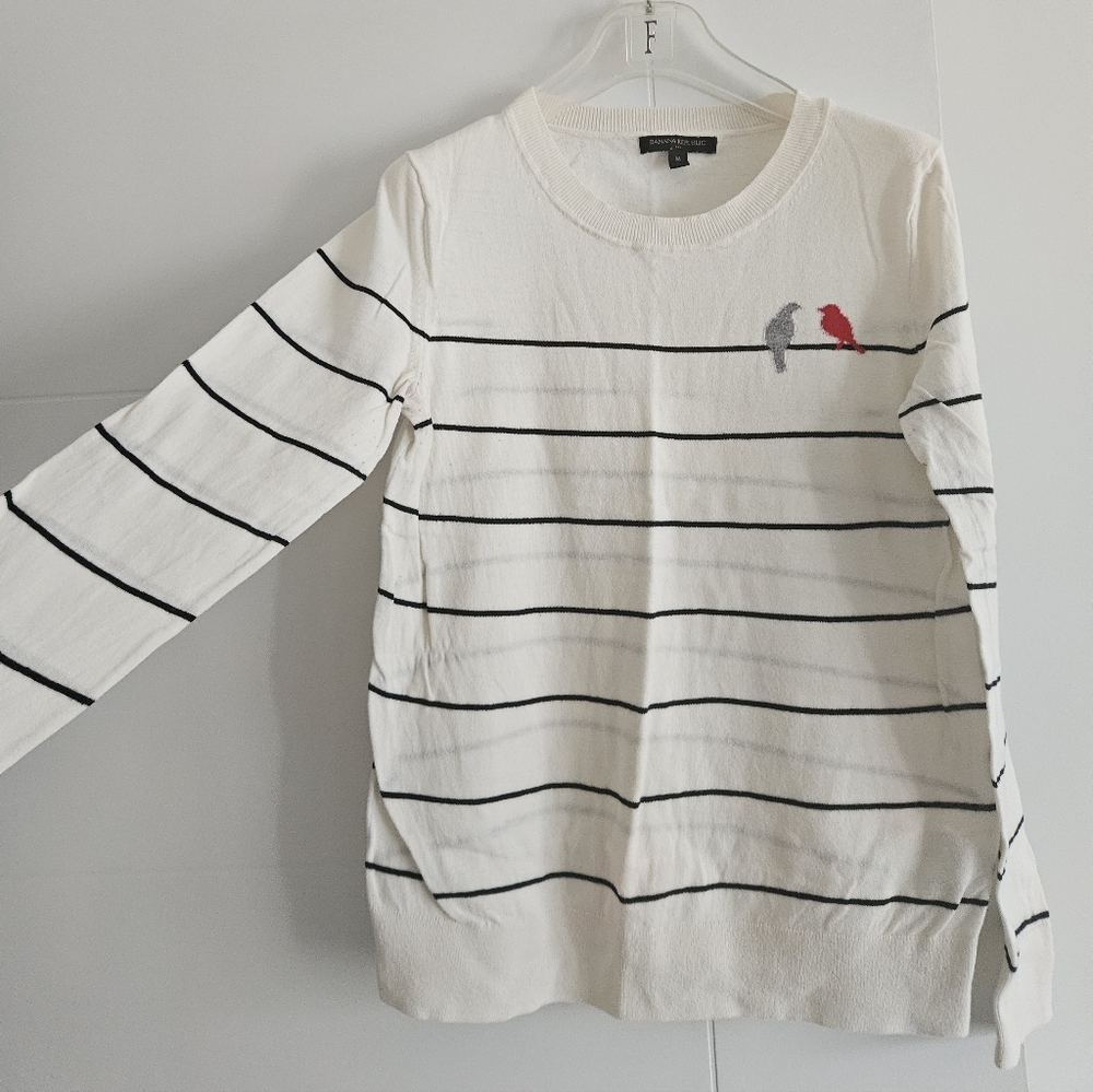 BR M Stripped Crewneck Sweater LS top 100% Cotton Medium